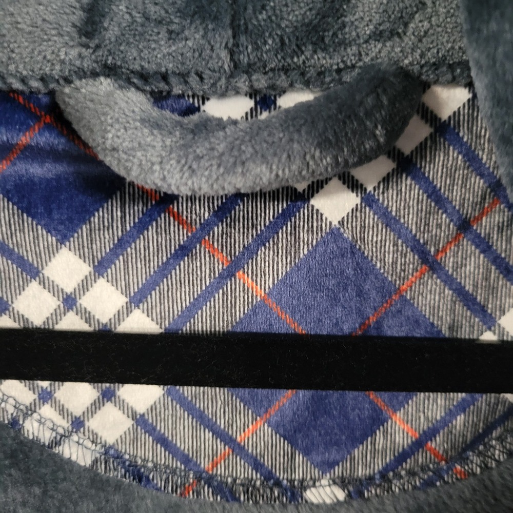 Tommy Bahama Mens Plush Fleece Robe Blue Plaid Trim Marlin Logo L/XL NWOT - Picture 4 of 8